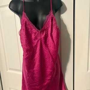 Elegant Pink Lace Trim Nightgown